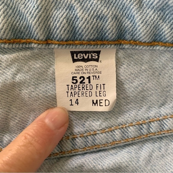 Levis Vintage 521 Made in USA 100% Cotton High Rise Light Wash Jeans Sz 14 - Picture 3 of 7